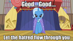 Size: 960x540 | Tagged: safe, edit, edited screencap, screencap, trixie, pony, unicorn, g4, emperor palpatine, female, image macro, mare, meme, movie quote, solo, star wars