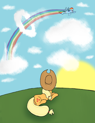 Size: 2975x3850 | Tagged: safe, artist:zaponator, applejack, rainbow dash, g4, high res