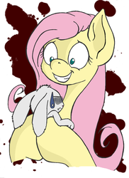 Size: 800x1100 | Tagged: dead source, safe, artist:alexcreations, angel bunny, fluttershy, pegasus, pony, rabbit, g4, duo