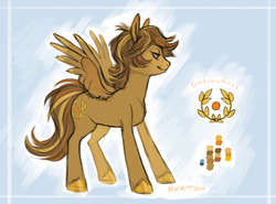 Size: 900x665 | Tagged: safe, artist:kittiara, oc, oc only, oc:golden laurel, pegasus, pony, reference sheet, solo