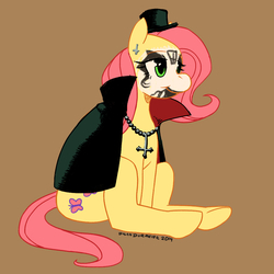 Size: 1024x1024 | Tagged: safe, artist:ssorobo, fluttershy, pegasus, pony, g4, brütal, female, heavy metal, king diamond, mare, metal, metal as fuck, metalshy, rock (music), satanism, sitting, solo