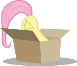 Size: 7009x6000 | Tagged: safe, artist:cheesefaceman1, fluttershy, g4, absurd resolution, box, butt, chest of harmony, female, flutterbox, plot, simple background, solo, transparent background, vector
