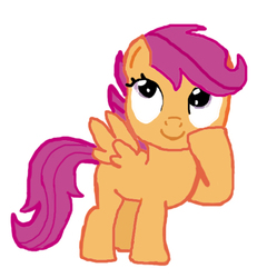 Size: 430x448 | Tagged: safe, artist:jbond, scootaloo, pegasus, pony, g4, female, filly, foal, simple background, solo, white background