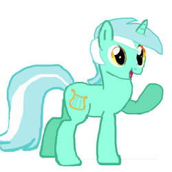 Size: 600x600 | Tagged: safe, artist:jbond, lyra heartstrings, pony, unicorn, g4, female, mare, open mouth, raised hoof, simple background, solo, white background