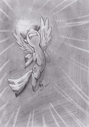 Size: 3000x4249 | Tagged: safe, artist:digiral, twilight sparkle, alicorn, pony, g4, female, grayscale, magic, mare, monochrome, solo, traditional art, twilight sparkle (alicorn)