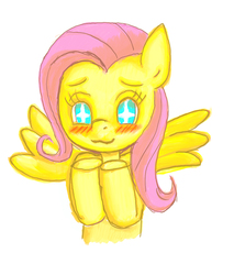 Size: 795x933 | Tagged: safe, artist:redanon, fluttershy, g4, :3, blushing, cute, female, smiling, solo, spread wings, wingding eyes