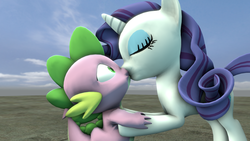 Size: 1920x1080 | Tagged: artist needed, safe, rarity, spike, dragon, pony, unicorn, g4, 3d, duo, female, kiss on the lips, kissing, male, ship:sparity, shipping, source filmmaker, straight