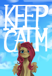 Size: 1764x2560 | Tagged: safe, artist:facerenon, fluttershy, g4, female, keep calm, looking at you, meme, poster, solo
