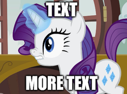 Size: 371x275 | Tagged: safe, screencap, rarity, g4, caption, female, image macro, meme, solo