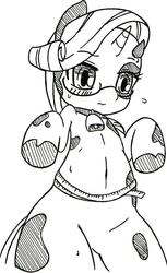 Size: 579x949 | Tagged: artist needed, safe, rarity, cow, g4, cowified, female, measuring tape, monochrome, raricow, solo, species swap