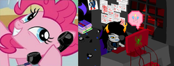 Size: 1180x450 | Tagged: safe, pinkie pie, g4, homestuck, meme, phone, vriska serket