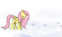 Size: 2000x1200 | Tagged: safe, artist:fikakorv, fluttershy, g4, female, snow, solo