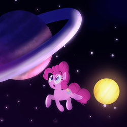 Size: 1000x1000 | Tagged: safe, artist:january3rd, pinkie pie, earth pony, pony, g4, :o, female, mare, open mouth, planet, planetary ring, solo, space, stars, wide eyes