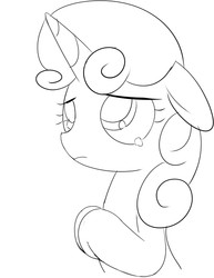 Size: 602x779 | Tagged: safe, artist:mcsadat, sweetie belle, g4, female, grayscale, monochrome, simple background, solo