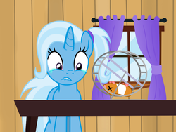 Size: 1200x900 | Tagged: safe, artist:evil-dec0y, trixie, hamster, pony, unicorn, g4, braces, crying, dead, female, mare, pet, sad, solo, table, teenager, x eyes, younger