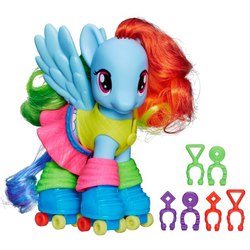 Size: 600x600 | Tagged: safe, rainbow dash, pony, g4, official, brushable, clothes, fashion style, female, leg warmers, rainbow dash always dresses in style, roller skates, skirt, solo, toy