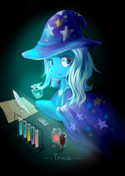 Size: 2480x3507 | Tagged: safe, artist:claudiaqh, trixie, pony, unicorn, g4, experiment, female, high res, mare, science, solo