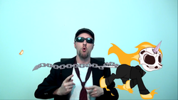 Size: 1366x768 | Tagged: safe, human, pony, blues brothers 2000, ghost pony rider, ghost rider, irl, irl human, male, nostalgia critic, photo, ponified