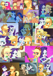 Size: 1144x1621 | Tagged: safe, screencap, applejack, rarity, pony, equestria girls, g4, my little pony equestria girls: rainbow rocks, :o, annoyed, blanket, clothes, collage, cute, derp, dirty, dress, eye contact, eyes closed, frown, glare, grin, gritted teeth, hug, kicking, lidded eyes, messy mane, mouth hold, mud, nuzzling, open mouth, pouting, prone, raised eyebrow, shipping fuel, sitting, smiling, tongue out, wide eyes