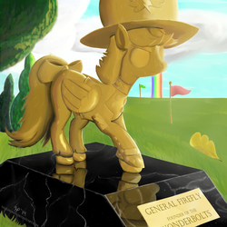 Size: 3600x3600 | Tagged: safe, artist:halflingpony, firefly, general firefly, g1, g4, ancient wonderbolts uniform, female, g1 to g4, generation leap, high res, solo, statue