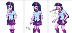 Size: 1094x503 | Tagged: safe, artist:advanceddefense, edit, twilight sparkle, equestria girls, g4, comic, female, handkerchief, humanized, nose blowing, red nosed, sick, sneezing, sneezing fetish, solo, tissue