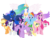 Size: 3980x3000 | Tagged: dead source, safe, artist:theshadowstone, applejack, fluttershy, pinkie pie, princess cadance, princess celestia, princess luna, rainbow dash, rarity, spike, twilight sparkle, alicorn, dragon, earth pony, pegasus, pony, unicorn, g4, colored wings, female, gradient wings, high res, looking at you, mane seven, mane six, mare, open mouth, simple background, smiling, spread wings, transparent background, twilight sparkle (alicorn), vector, wings