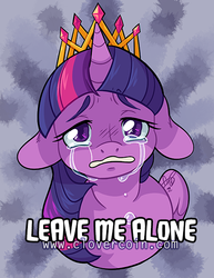 Size: 464x600 | Tagged: safe, artist:clovercoin, twilight sparkle, alicorn, pony, g4, bust, caption, colored pupils, crying, female, mare, new crown, solo, twilight sparkle (alicorn)
