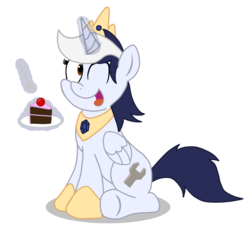 Size: 2284x2172 | Tagged: safe, artist:sketchymouse, oc, oc only, alicorn, pony, alicorn oc, cake, high res, princess, solo