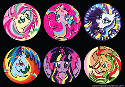 Size: 1024x717 | Tagged: safe, artist:peichenphilip, applejack, fluttershy, pinkie pie, rainbow dash, rarity, twilight sparkle, alicorn, pony, g4, female, mane six, mare, rainbow power, twilight sparkle (alicorn)