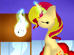 Size: 960x720 | Tagged: safe, artist:sugarrush015, sunset shimmer, pony, unicorn, g4, female, magic, solo