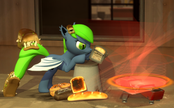 Size: 1680x1050 | Tagged: safe, artist:mrrockslider, bat pony, pony, 3d, bread monster, gmod, solo, team fortress 2