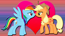 Size: 1024x576 | Tagged: safe, artist:barrfind, applejack, rainbow dash, g4, female, lesbian, ship:appledash, shipping, wallpaper