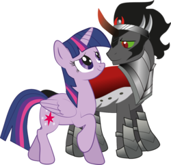 Size: 1058x1020 | Tagged: safe, artist:raggyrabbit94, king sombra, twilight sparkle, alicorn, pony, g4, female, male, mare, ship:twibra, shipping, simple background, straight, transparent background, twilight sparkle (alicorn)