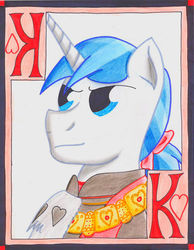 Size: 853x1101 | Tagged: safe, artist:the1king, shining armor, g4, heart, king, male, playing card, solo