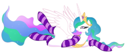 Size: 4765x2000 | Tagged: safe, artist:illuminatiums, princess celestia, alicorn, pony, g4, clothes, featureless crotch, female, mare, show accurate, simple background, socks, solo, spread legs, spreading, striped socks, thigh highs, transparent background, vector