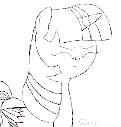 Size: 3443x3613 | Tagged: safe, artist:givralix, twilight sparkle, alicorn, pony, g4, animated, blank flank, blinking, boop, eyes closed, female, frown, high res, mare, monochrome, open mouth, smiling, solo, twilight sparkle (alicorn), twologht sporkle, woll smoth