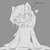 Size: 2000x2000 | Tagged: safe, artist:randy, oc, oc only, oc:aryanne, goo pony, original species, semi-anthro, black and white, blushing, dripping, female, grayscale, happy, heart, high res, jelly, leaning, liquids, master, monochrome, outline, puddle, sketch, slime, solo, upper body