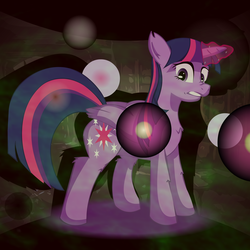 Size: 2500x2500 | Tagged: safe, artist:big-mac-a-brony, twilight sparkle, alicorn, pony, g4, bubble, darkness, female, high res, magic, mare, solo, twilight sparkle (alicorn)