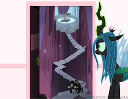 Size: 1280x986 | Tagged: safe, cerberus (g4), lord tirek, queen chrysalis, cerberus, changeling, changeling queen, g4, exploitable meme, female, fluffle puff's closet, meme, multiple heads, tartarus, three heads