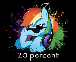 Size: 1240x1024 | Tagged: safe, artist:bqlongsn, rainbow dash, g4, 20% cooler, female, headphones, solo, splash art, sunglasses