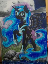 Size: 2448x3264 | Tagged: safe, artist:bertthefrenchunicorn, nightmare moon, g4, female, high res, solo, traditional art