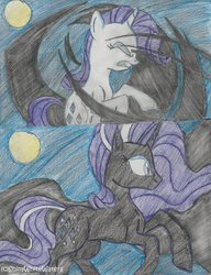 Size: 600x783 | Tagged: safe, artist:sketch-shepherd, nightmare rarity, rarity, nightmare forces, g4, traditional art, transformation