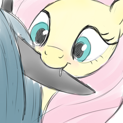 Size: 600x600 | Tagged: safe, artist:hudoyjnik, fluttershy, queen chrysalis, pony, g4, bedroom eyes, biting, chrysashy, ear bite, female, lesbian, looking at you, shipping