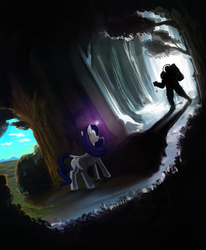 Size: 2000x2432 | Tagged: safe, artist:dimfann, rarity, human, g4, dark, forest, glowing horn, high res, horn, magic, silhouette