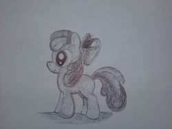 Size: 2848x2136 | Tagged: safe, artist:drpetevenkman, apple bloom, g4, female, high res, monochrome, solo, traditional art
