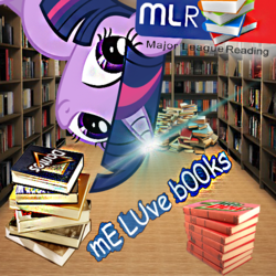 Size: 500x500 | Tagged: safe, artist:erwink, edit, twilight sparkle, g4, book, doritos, female, lens flare, library, mlg, mountain dew, solo, that pony sure does love books