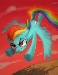 Size: 702x900 | Tagged: safe, artist:lis-alis, rainbow dash, pegasus, pony, g4, female, flying, mare, solo, underhoof