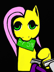 Size: 397x526 | Tagged: safe, artist:trixsun, fluttershy, g4, credit card, female, solo, steam (software), steam sale, steam summer sale