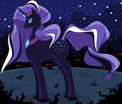 Size: 3776x3224 | Tagged: safe, artist:mlpdarksparx, nightmare rarity, nightmare forces, pony, g4, female, glowing, glowing eyes, high res, mare, night, solo, stars