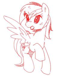 Size: 617x748 | Tagged: dead source, safe, artist:30clock, rainbow dash, g4, female, monochrome, simple background, solo